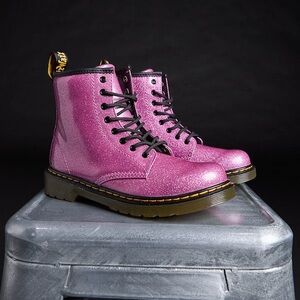 Dr. Martens Shimmering Pink sparkle Boots for kids sz 10